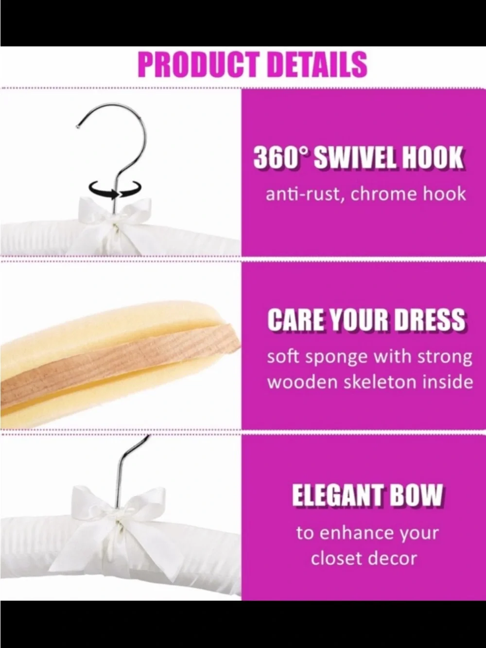 Linen padded heavy duty hangers set of 2ct.-beige color with a bow-brand new.